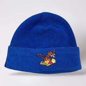 Walt Disney World Blue Fleece Beanie Hat Winnie the Pooh Tigger‎ Vintage